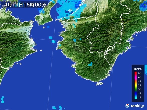 和歌山県の雨雲レーダー(2017年04月11日)