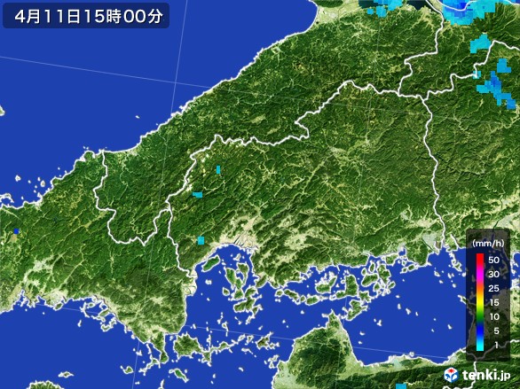 広島県の雨雲レーダー(2017年04月11日)