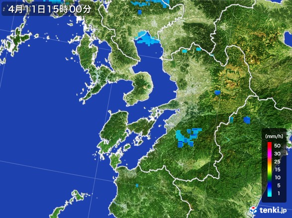 熊本県の雨雲レーダー(2017年04月11日)