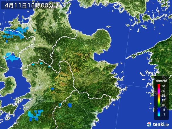 大分県の雨雲レーダー(2017年04月11日)