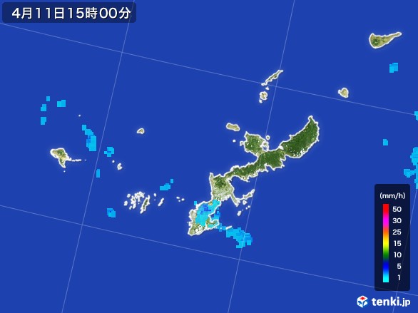 沖縄県の雨雲レーダー(2017年04月11日)