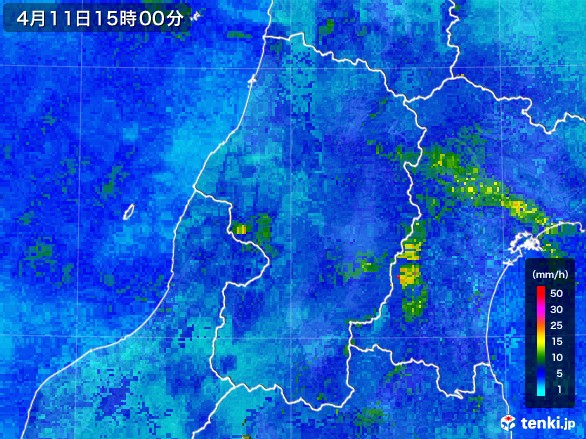 山形県の雨雲レーダー(2017年04月11日)