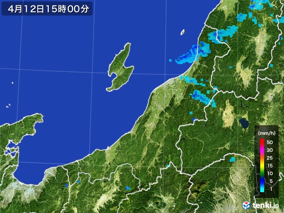 新潟県の雨雲レーダー(2017年04月12日)