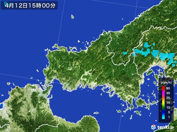 山口県の雨雲レーダー(2017年04月12日)