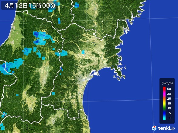 宮城県の雨雲レーダー(2017年04月12日)