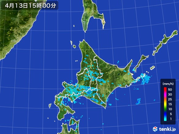 北海道地方の雨雲レーダー(2017年04月13日)