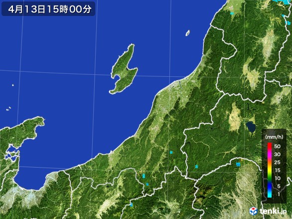 新潟県の雨雲レーダー(2017年04月13日)