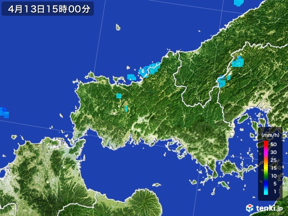 山口県の雨雲レーダー(2017年04月13日)