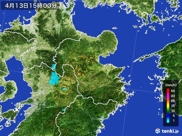 大分県の雨雲レーダー(2017年04月13日)