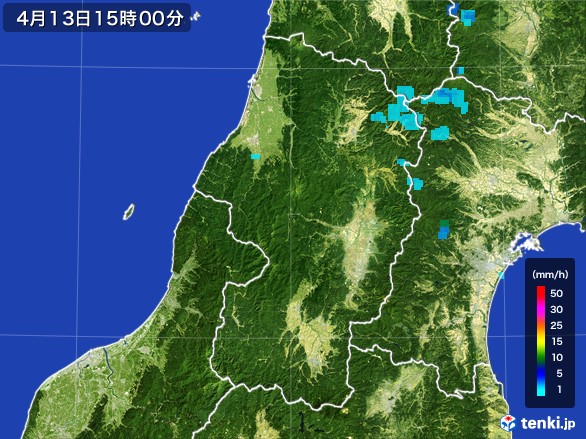 山形県の雨雲レーダー(2017年04月13日)
