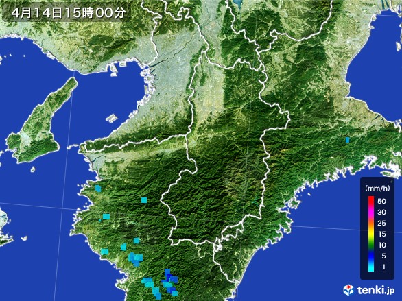 奈良県の雨雲レーダー(2017年04月14日)