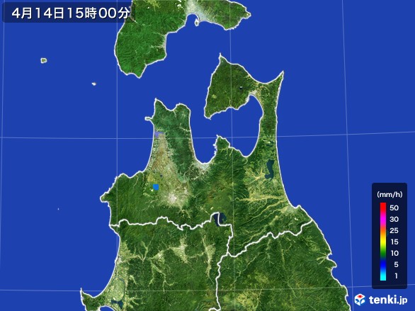 青森県の雨雲レーダー(2017年04月14日)