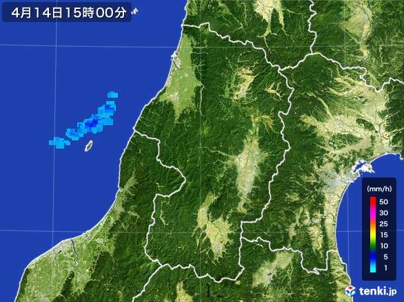山形県の雨雲レーダー(2017年04月14日)