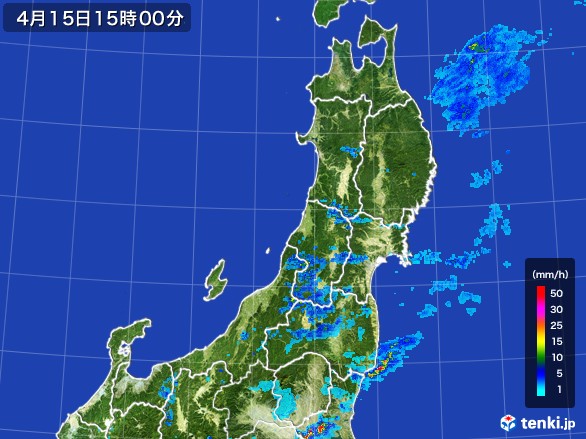 東北地方の雨雲レーダー(2017年04月15日)
