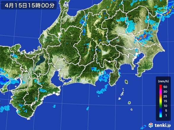 東海地方の雨雲レーダー(2017年04月15日)