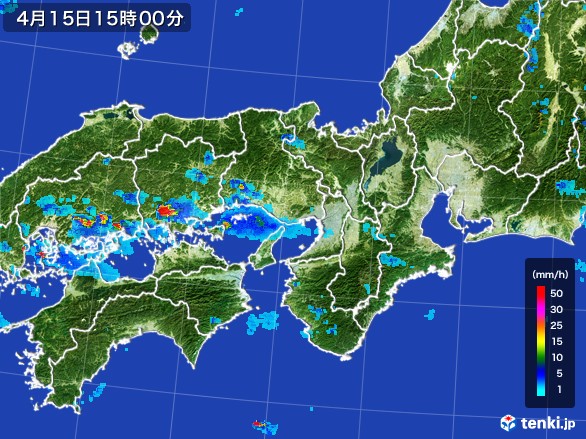近畿地方の雨雲レーダー(2017年04月15日)