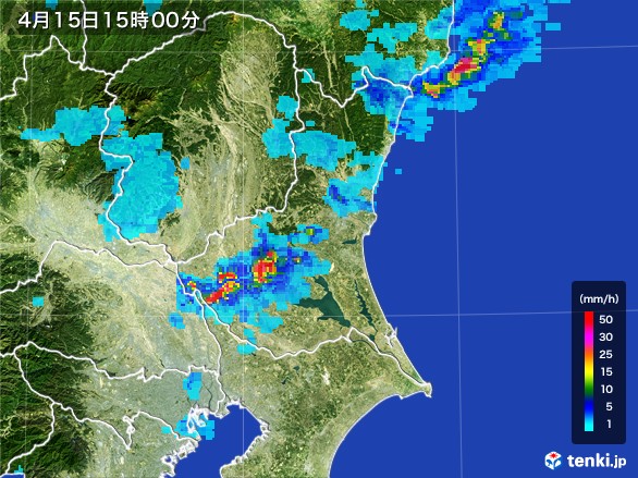 茨城県の雨雲レーダー(2017年04月15日)