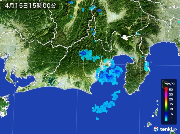静岡県の雨雲レーダー(2017年04月15日)