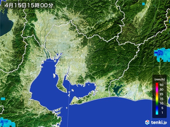 愛知県の雨雲レーダー(2017年04月15日)