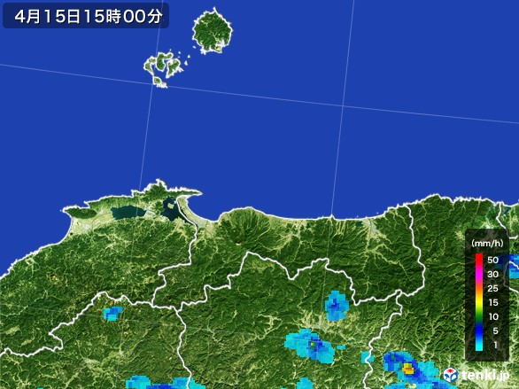 鳥取県の雨雲レーダー(2017年04月15日)