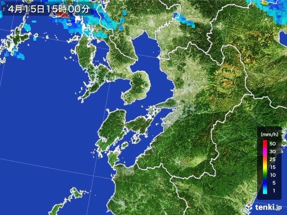 熊本県の雨雲レーダー(2017年04月15日)