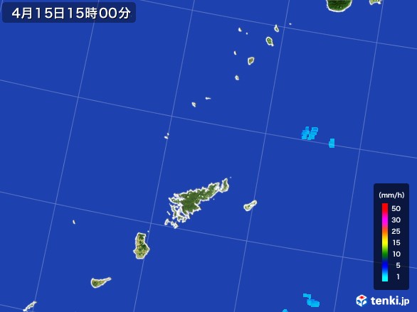 奄美諸島(鹿児島県)の雨雲レーダー(2017年04月15日)