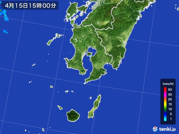 鹿児島県の雨雲レーダー(2017年04月15日)