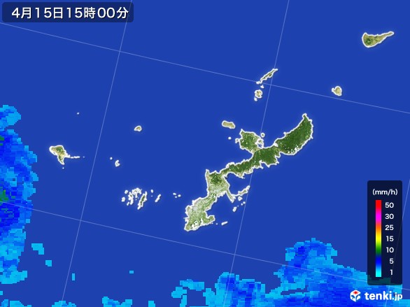 沖縄県の雨雲レーダー(2017年04月15日)