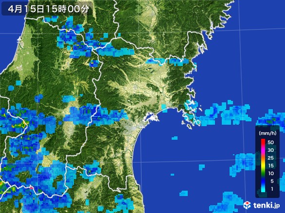 宮城県の雨雲レーダー(2017年04月15日)