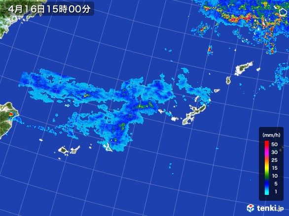 沖縄地方の雨雲レーダー(2017年04月16日)