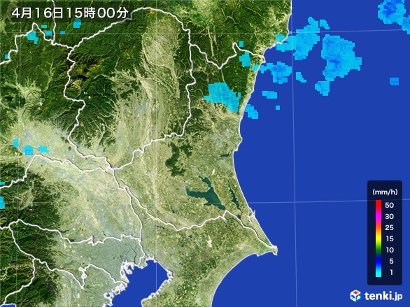 茨城県の雨雲レーダー(2017年04月16日)