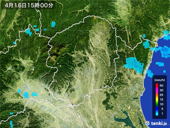 栃木県の雨雲レーダー(2017年04月16日)
