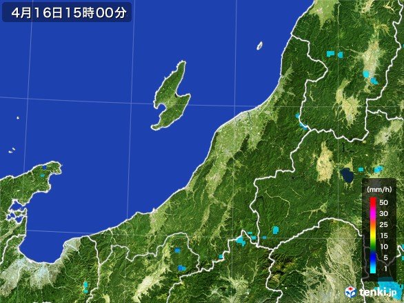 新潟県の雨雲レーダー(2017年04月16日)