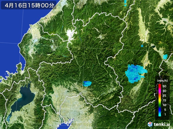 岐阜県の雨雲レーダー(2017年04月16日)