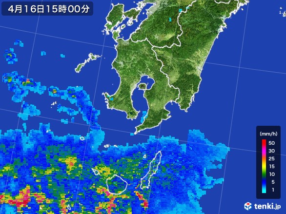 鹿児島県の雨雲レーダー(2017年04月16日)