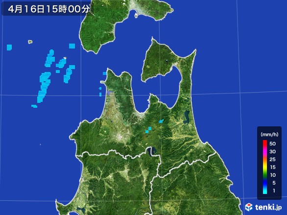 青森県の雨雲レーダー(2017年04月16日)