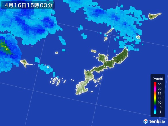 沖縄県の雨雲レーダー(2017年04月16日)