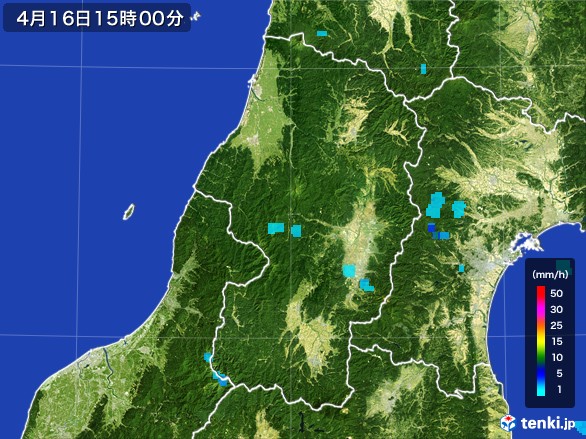 山形県の雨雲レーダー(2017年04月16日)