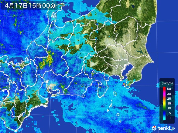 関東・甲信地方の雨雲レーダー(2017年04月17日)