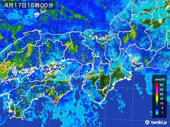 近畿地方の雨雲レーダー(2017年04月17日)