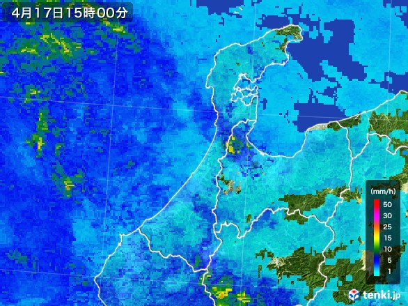 石川県の雨雲レーダー(2017年04月17日)