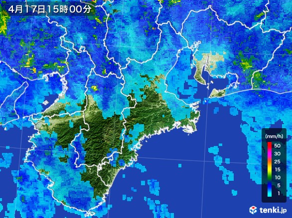 三重県の雨雲レーダー(2017年04月17日)