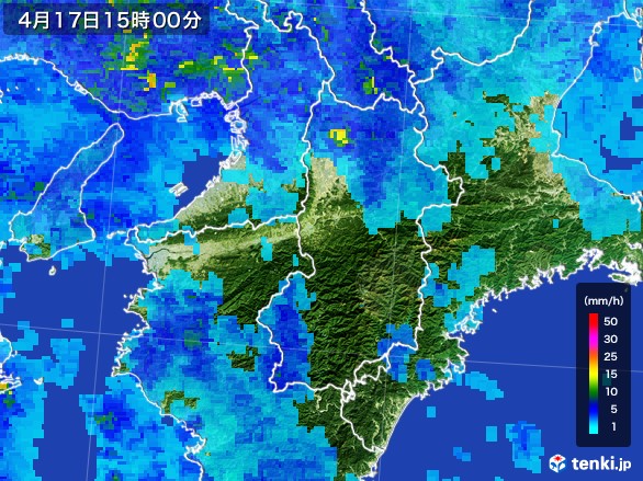 奈良県の雨雲レーダー(2017年04月17日)