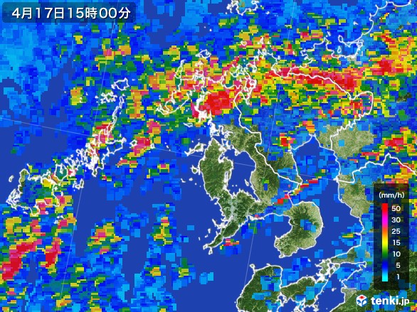 長崎県の雨雲レーダー(2017年04月17日)