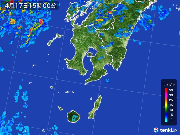 鹿児島県の雨雲レーダー(2017年04月17日)