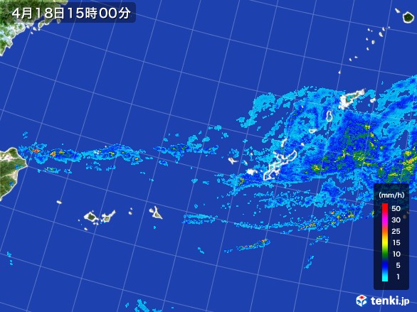 沖縄地方の雨雲レーダー(2017年04月18日)