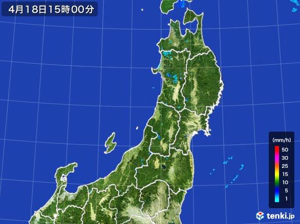 東北地方の雨雲レーダー(2017年04月18日)