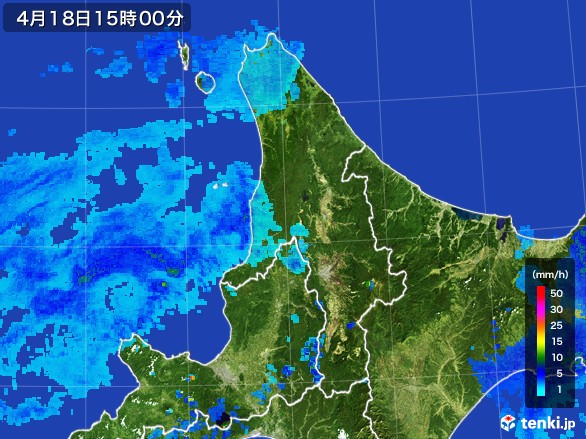 道北の雨雲レーダー(2017年04月18日)