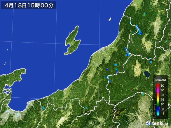 新潟県の雨雲レーダー(2017年04月18日)