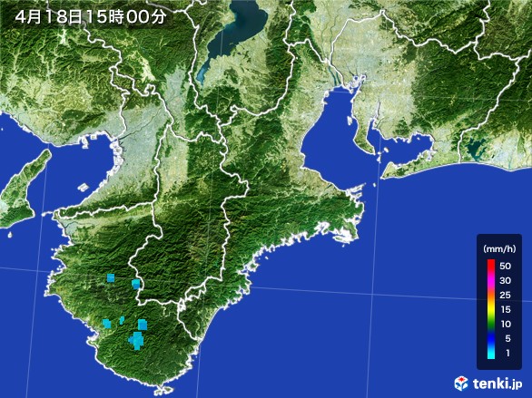三重県の雨雲レーダー(2017年04月18日)